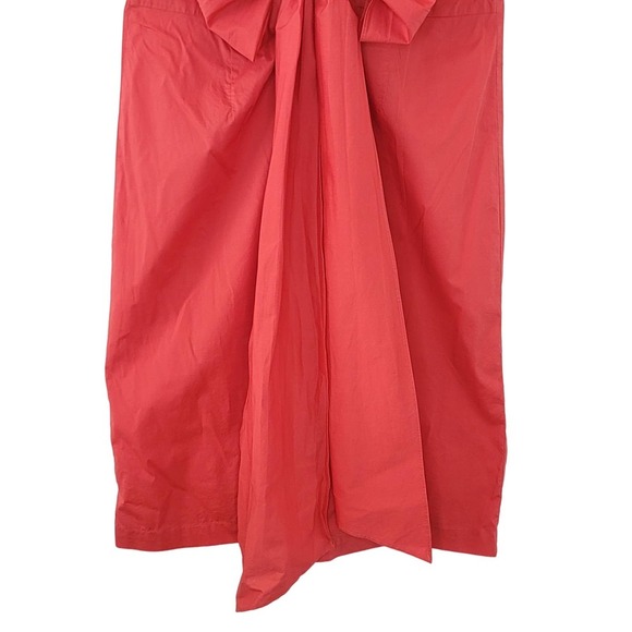 Talbots Dress Size 4 Pink Coral Short Sleeve Cotton Unlined Bow Business Casual - Picture 3 of 8